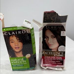 Clairol and L'Oreal Hair Color Set At Home DIY Dark Brown OPEN BOX AS SHOWN